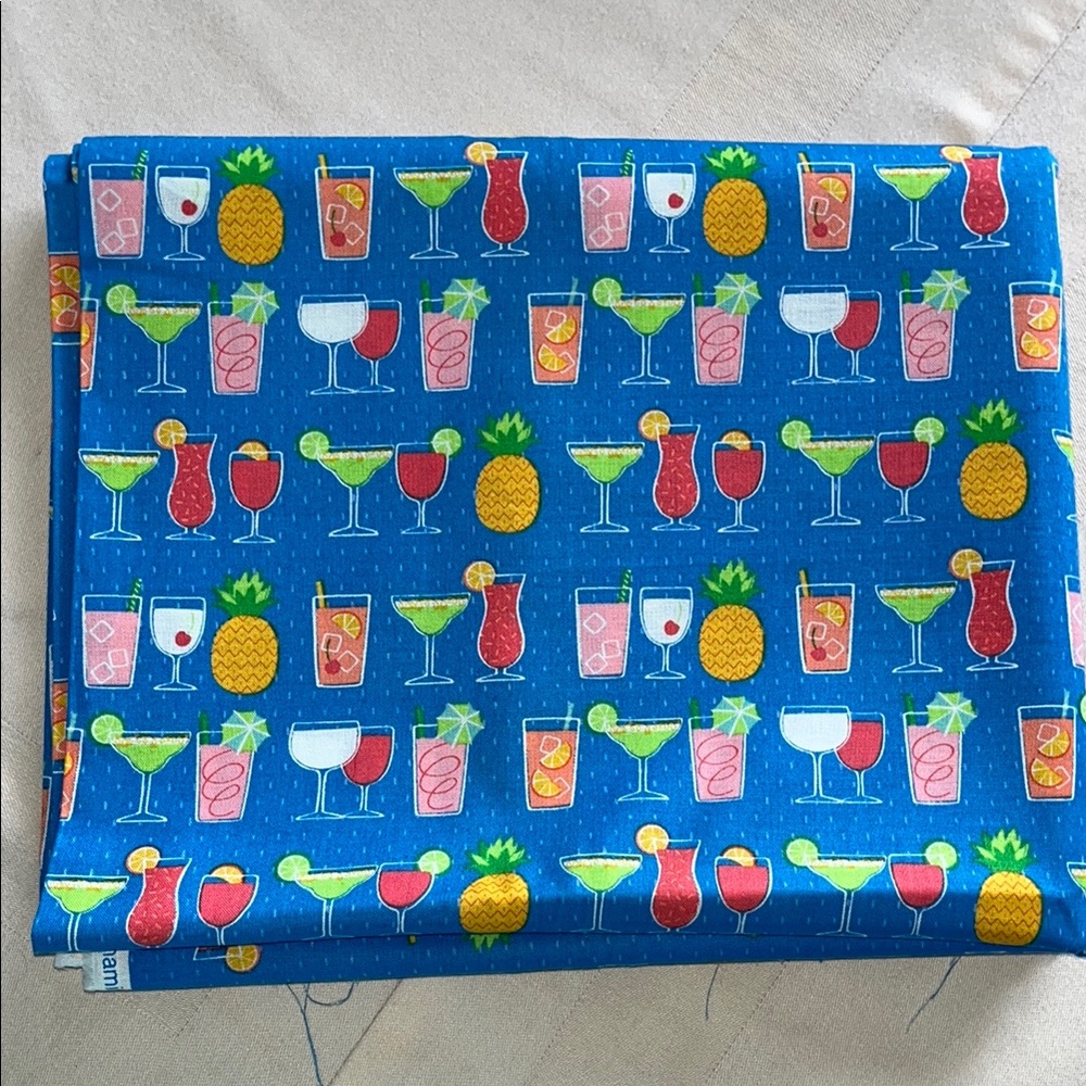 Tropical Cocktail Print Cotton Fabric 2 yards